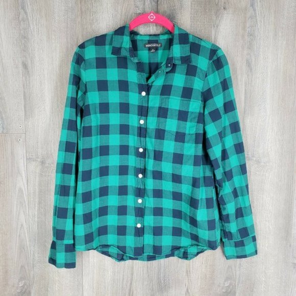 J. Crew Mercantile Green Plaid Button Down Shirt - Picture 3 of 11